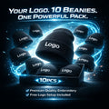 10 personalised embroidered workwear beanies in Black, White, Red, Grey, and Bright Royal 🧢