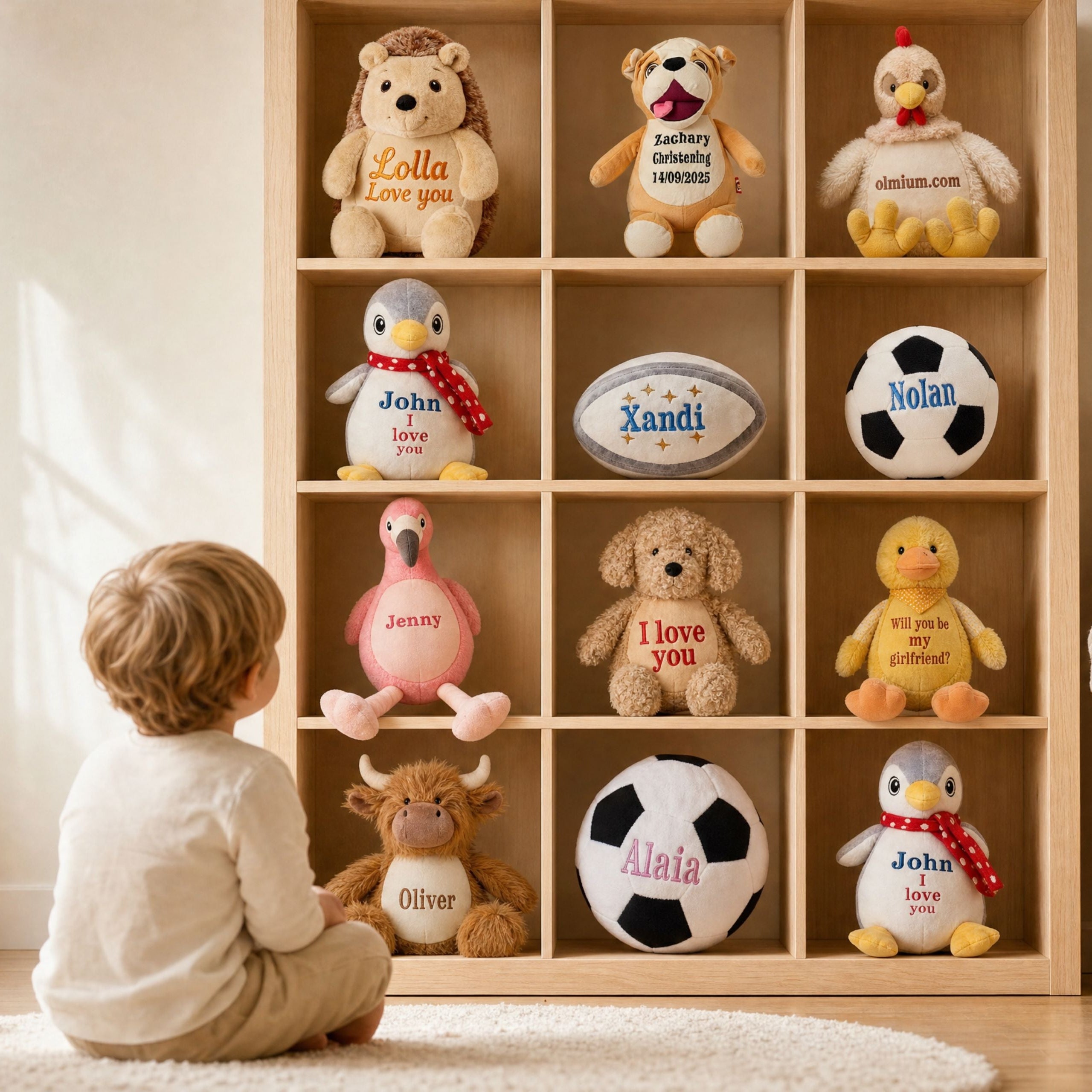 Beautifully soft plush toys, uniquely personalised with custom embroidered names, special dates, or heartfelt messages. Thoughtfully crafted keepsakes made to be treasured forever