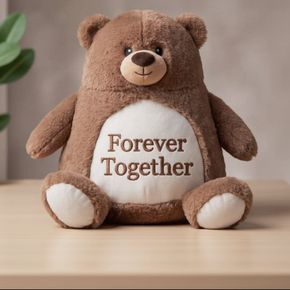 Meet Bearry, a soft brown plush teddy bear personalised with your custom embroidered message. With super-soft plush fur and cute sewn features, Bearry makes a thoughtful keepsake gift for babies, children, couples, friends, and loved ones.