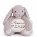 Meet Snapy personalised bunny holding embroidered fleece blanket UK baby gift