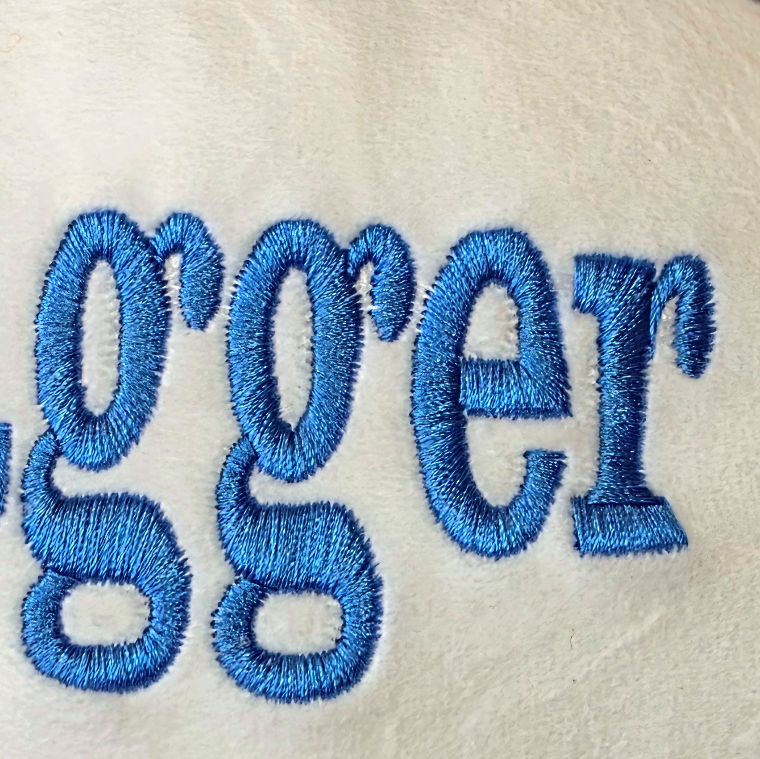 Bespoke detail of personalised plush