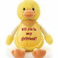 Bonnie the personalised plush duck – front view.