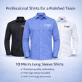 Embroidered Russell long sleeve workwear shirts with company logo for professional business uniforms