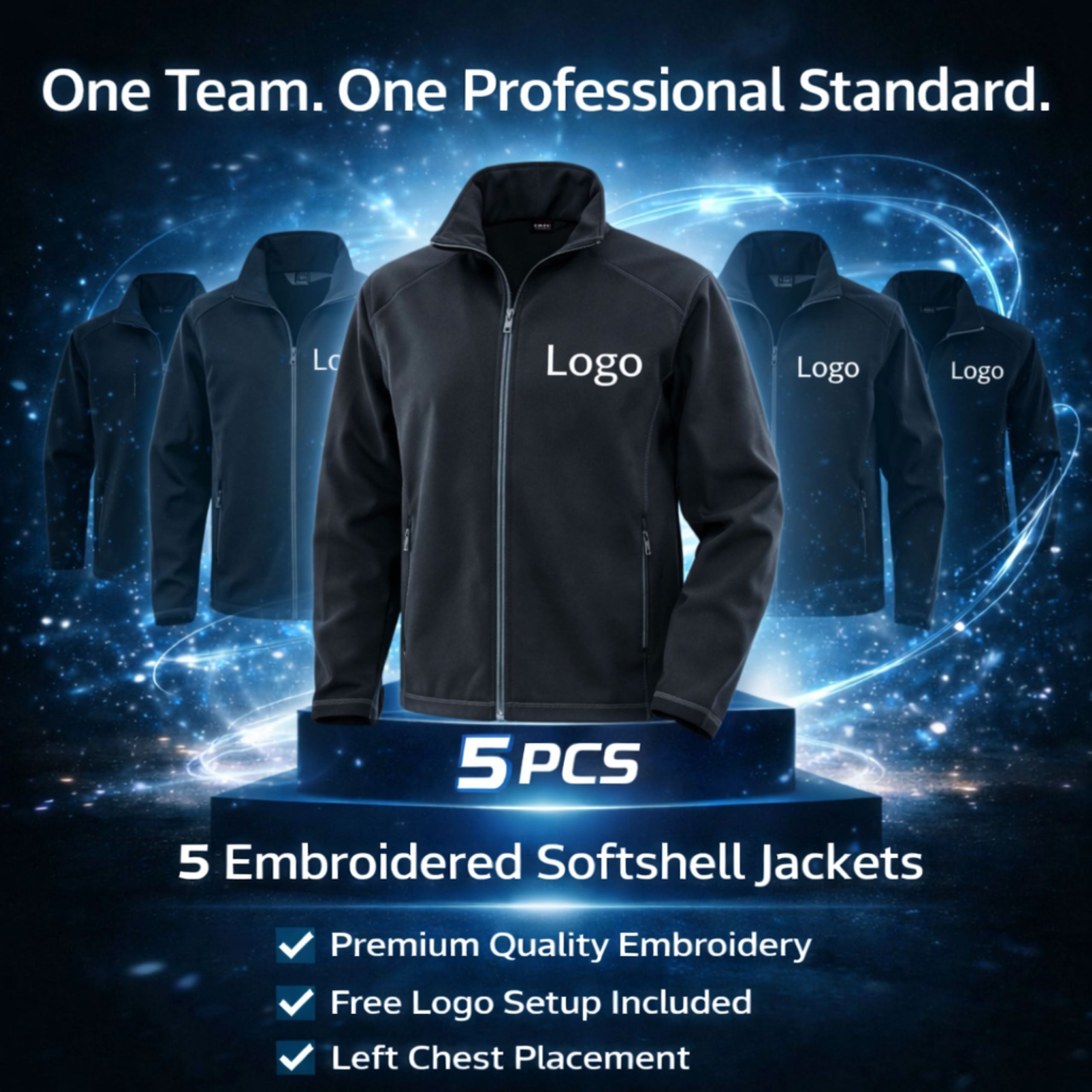 Men’s embroidered softshell jacket bundle with 5 Result Workguard jackets
