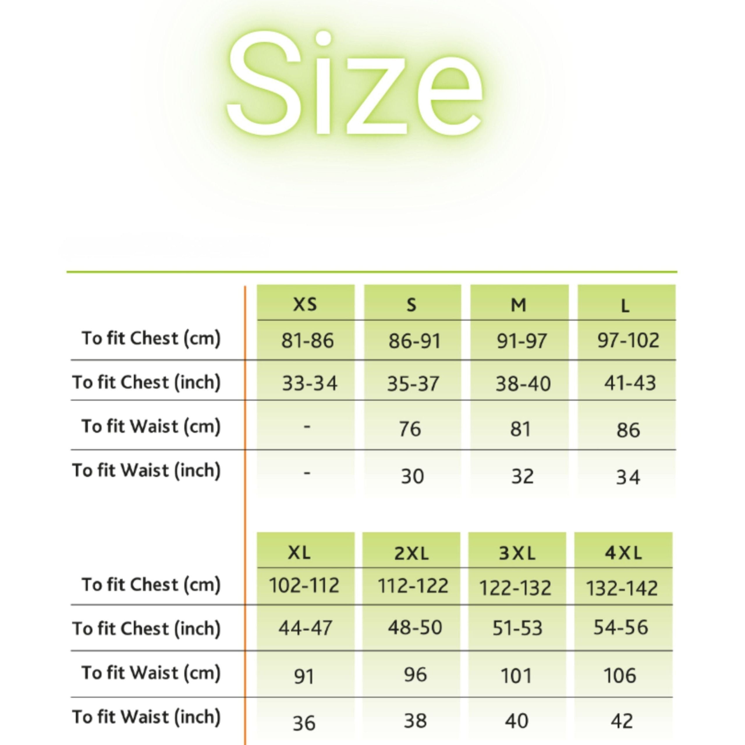 RTX hoodie size guide chest measurements S to 3XL