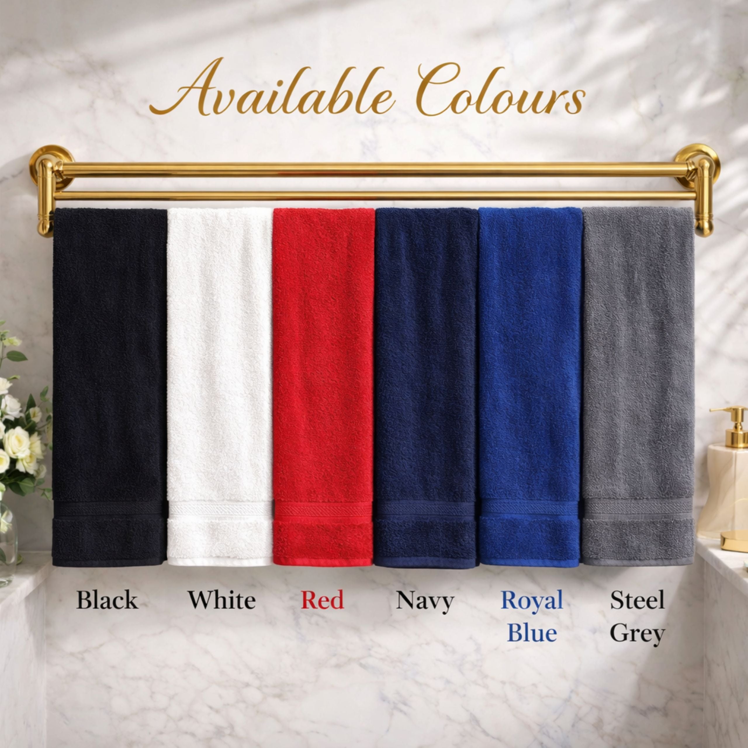colour options for personalised embroidered towels