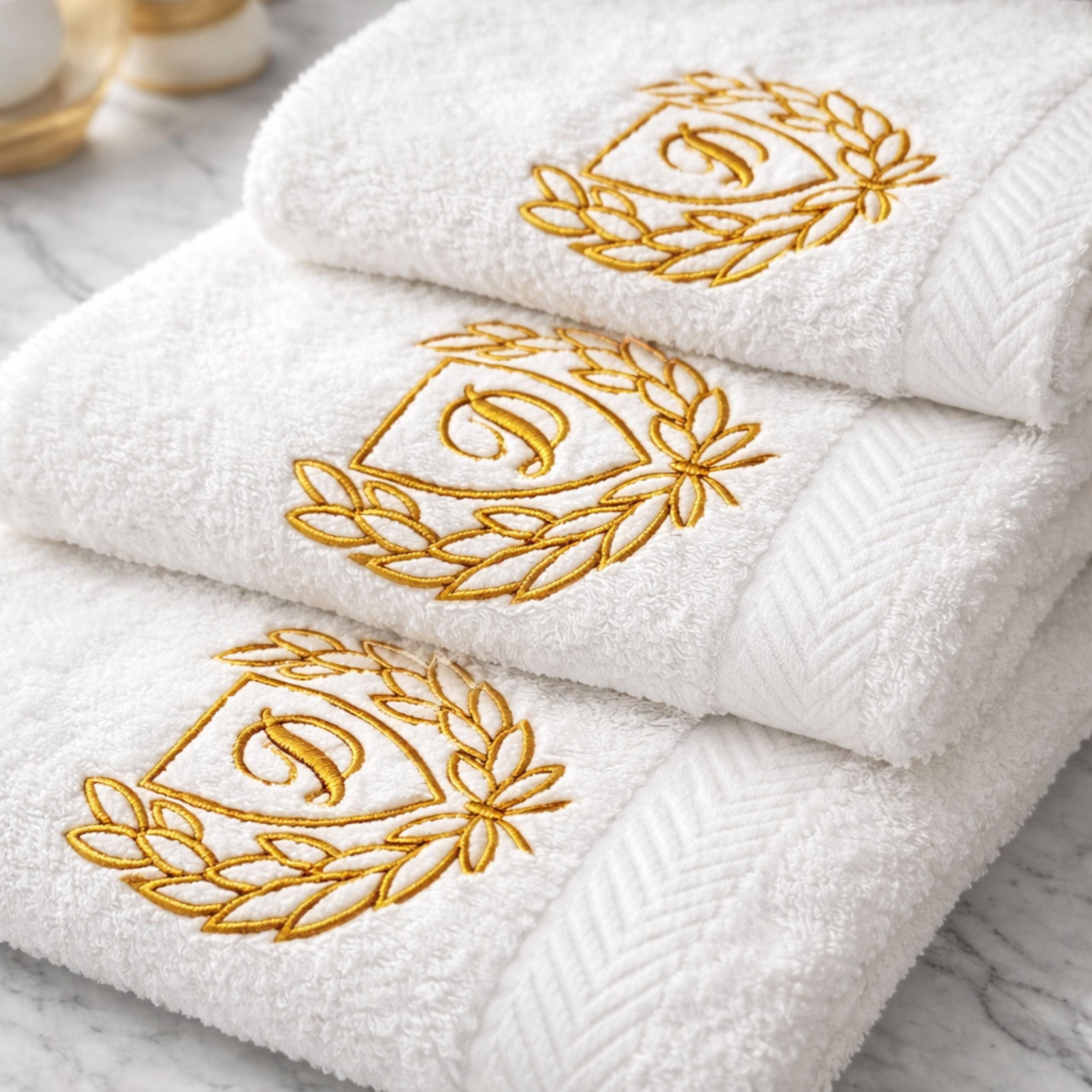 printed font embroidery options for face cloth