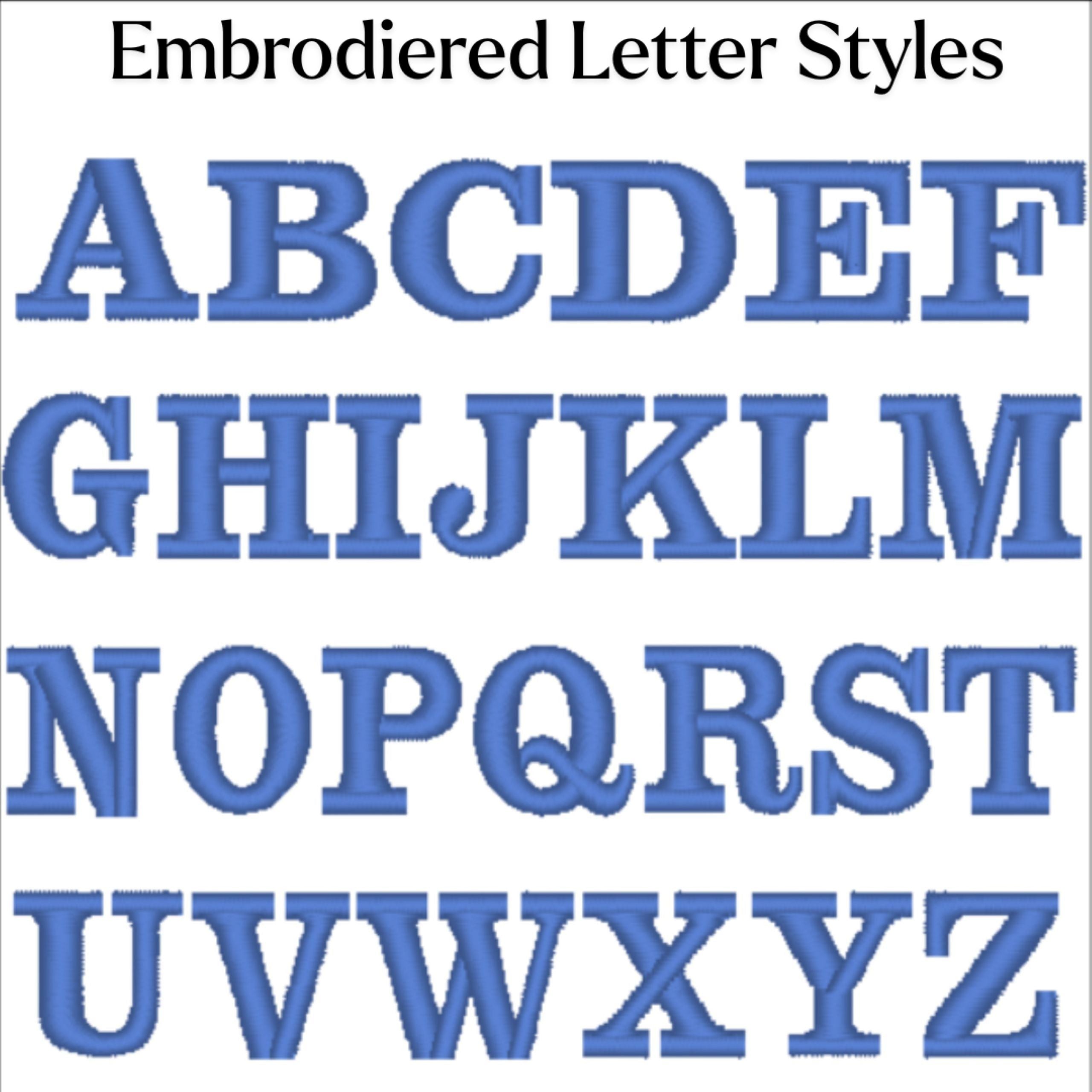 script font embroidery options for face cloth