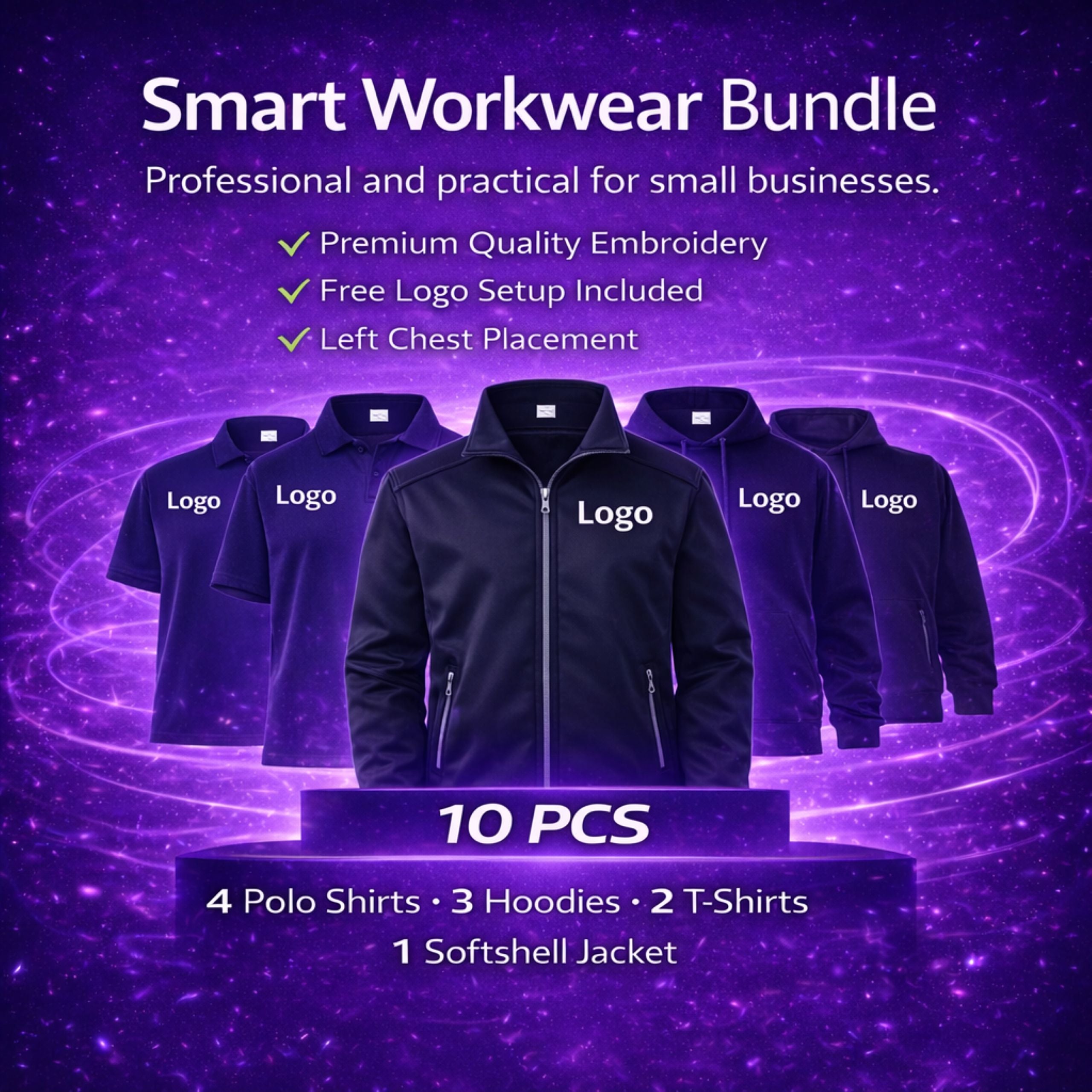 Workwear clothing bundle 10 piece pack for professional uniforms