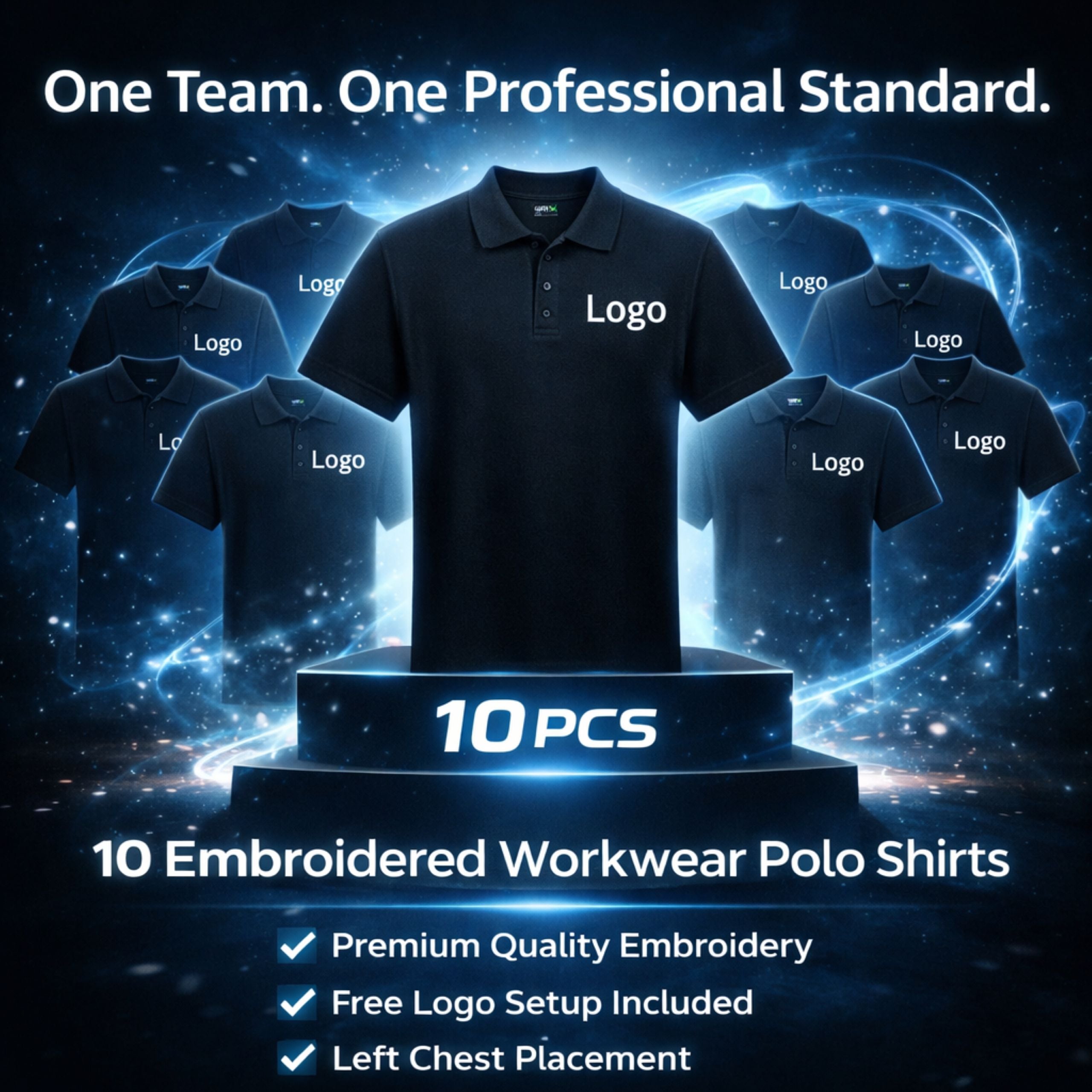 Workwear polo shirt bundle UK with 10 RTX polos and professional logo embroidery
